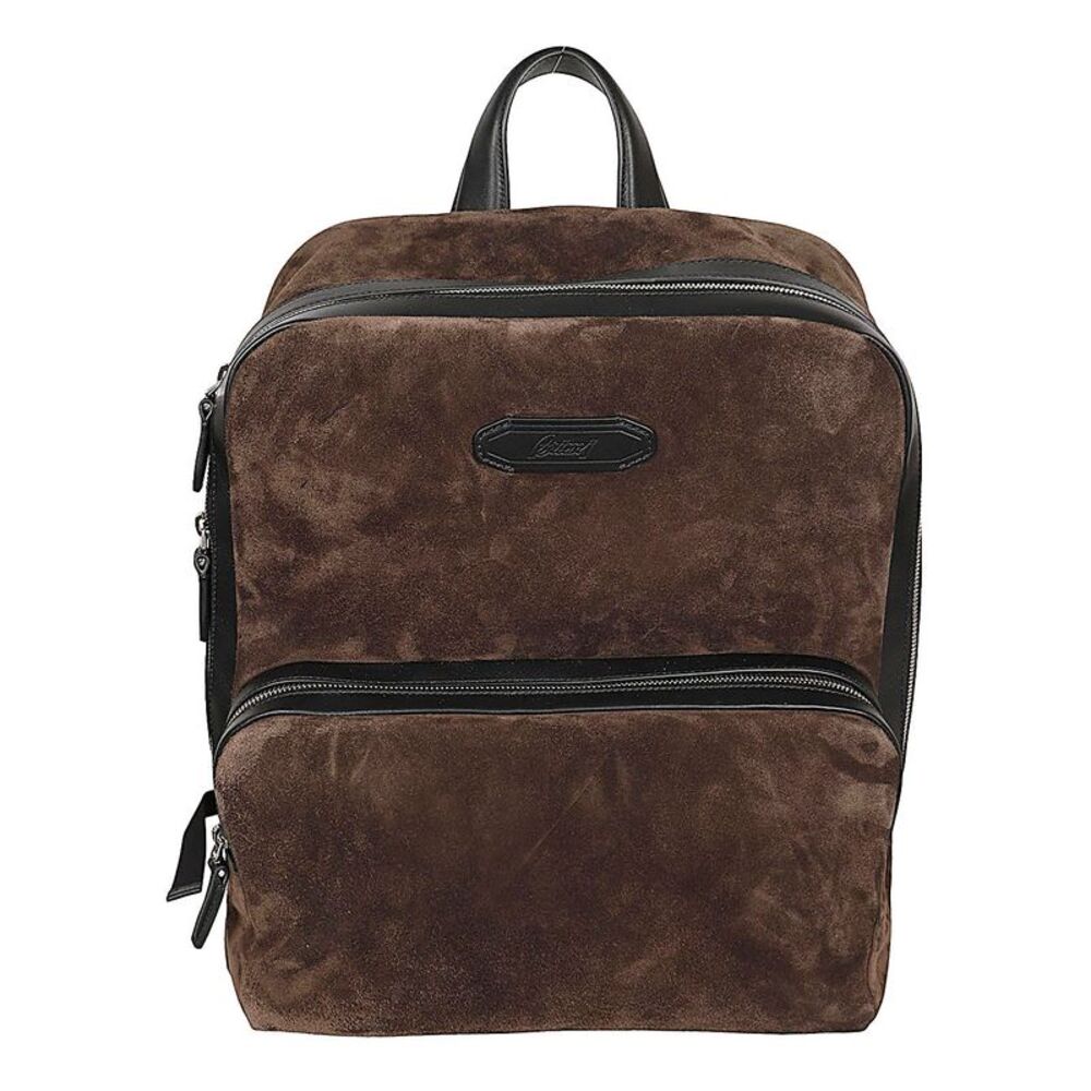 Brioni Men Via Veneto Suede Leather Backpack